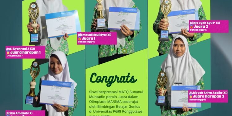 Luar Biasa !! 5 Santriwati MATQ Sunanul Muhtadin Raih Juara Olimpiade Tingkat MA/SMA