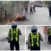 Josss !! Aksi Cepat Satlantas Polres Gresik Padamkan Motor Terbakar di Depan Terminal Bunder