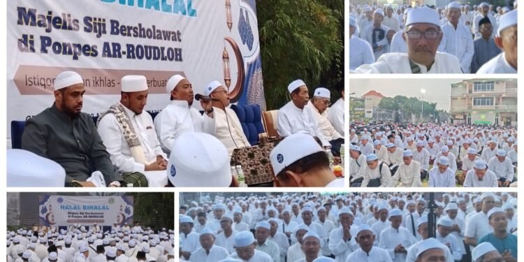 Lautan Manusia Khidmat Ikuti Halalbihalal Majelis SIJI BERSHOLAWAT di Pondok Pesantren Ar-Roudloh Gresik