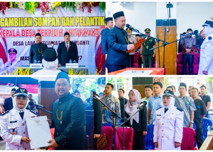 Bupati Gus Yani Didampingi Wakil Ketua Dewan H Mujid Riduan Lantik Kades Antar Waktu Desa Laban Menganti