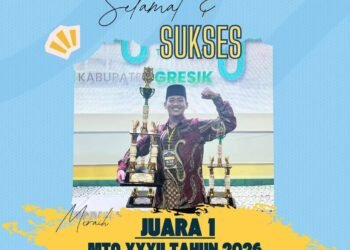 Muhammad Azzam Firdaus Rahman Raih Juara 1 MTQ XXXII Tingkat Kabupaten Gresik