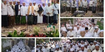 Ratusan Jamaah Khusuk Ikuti Majelis Siji Bersholawat Dalam Rangka Walimatul Haji Abah Kaji Nasir Veteran Gresik