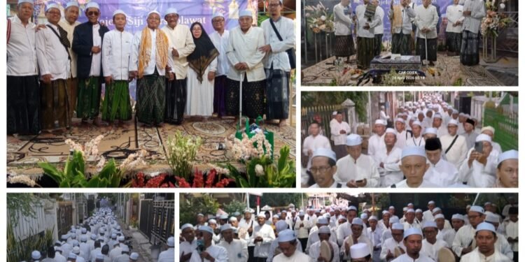 Ratusan Jamaah Khusuk Ikuti Majelis Siji Bersholawat Dalam Rangka Walimatul Haji Abah Kaji Nasir Veteran Gresik