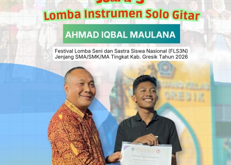 Juara 3 Lomba Instrumen Solo Gitar FLS3N 2026 Diraih Siswa MAN 1 Gresik