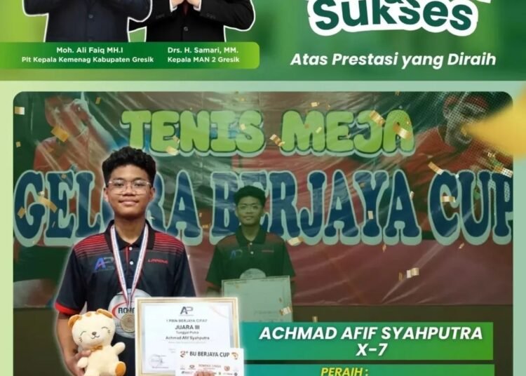 Prestasi Lintas Provinsi: Achmad Afif Syahputra Raih Juara 3 Tenis Meja se-Jawa Bali