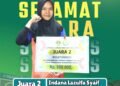 Indana Lazulfa Syaif Siswi MTsN Gresik Raih Juara 2 Bulu Tangkis di Ajang O2SN Kabupaten Gresik