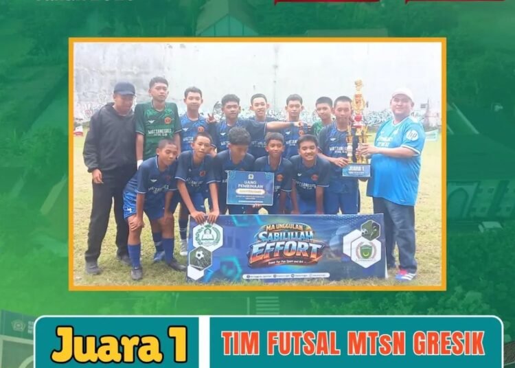 Joosss !! Tim Futsal MTsN Gresik Sabet Juara 1 di Ajang “Sabilillah Effort Mini Soccer”