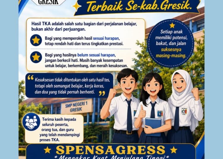 Alhamdulillah, Prestasi Gemilang !! Hasil TKA UPT SMPN 1 Gresik Terbaik se-Kabupaten Gresik