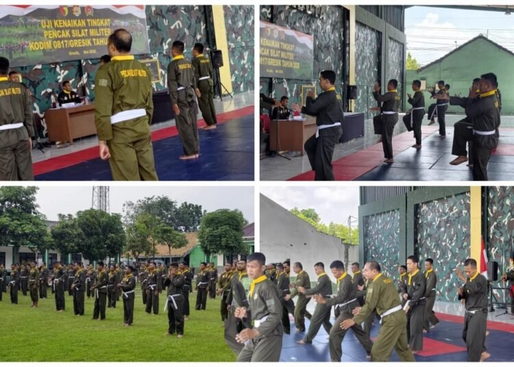 Tingkatkan Profesionalisme, Kodim 0817/Gresik Gelar Ujian Kenaikan Tingkat Pencak Silat Militer