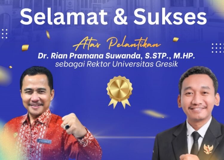 Kadispendik Ucapkan Selamat Atas Pelantikan Dr. Rian Pramana Suwanda, S.STP., M.HP., CHRMP sebagai Rektor Universitas Gresik