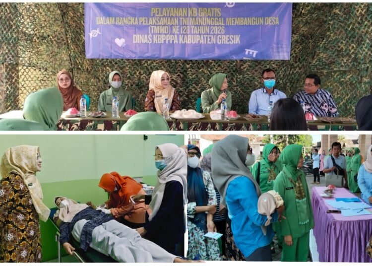 Satgas TMMD ke-128 Gandeng Dinas KBPPPA Gresik Berikan Pelayanan KB Gratis untuk Masyarakat 