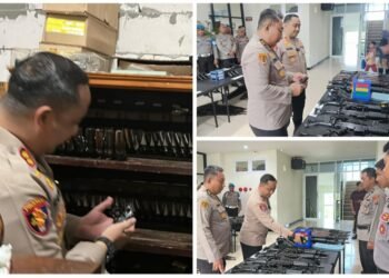 Cegah Potensi Pelanggaran, Polres Gresik Bersama Polda Jatim Periksa Senjata Api Organik Anggota
