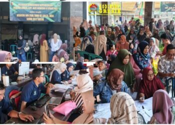 Membludak !! Ratusan Warga Serbu Pelayanan Kependudukan Gratis dari Satgas TMMD Bersama Dispenduk Capil Gresik 