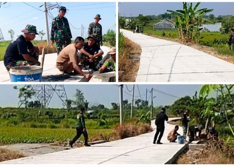 Joosss !! Satgas TMMD ke-128 Sukses Bangun Jalan Cor Beton di Desa Slempit Kedamean