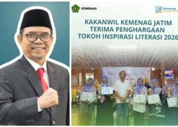 Kakanwil Jatim Terima Penghargaan sebagai Tokoh Inspirasi Literasi Nasional 2026