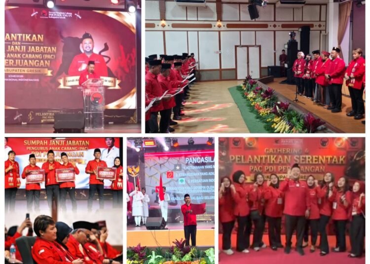 Pelantikan PAC PDIP se-Kabupaten Gresik, Gedung Nasional Indonesia Merah Menyala !!