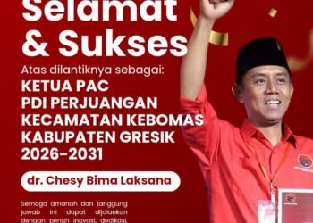 Selamat & Sukses Atas Dilantiknya dr. Chesy Bima Laksana sebagai Ketua PDI Perjuangan Kebomas 2026-2031