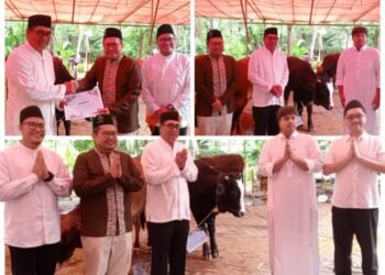 Semangat Berbagi, Dirut Petrokimia Gresik Dr. Ir. Daconi Khotob, MM Serahkan Hewan Kurban ke Masjid Nurul Jannah