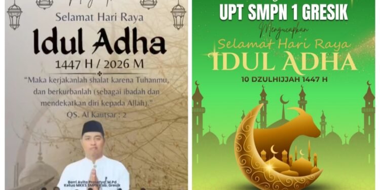 Ketua MKKS sekaligus Kepala UPT SMPN 1 Gresik Ucapkan Selamat Hari Raya ldul Adha 10 Dzulhijjah 1447 H