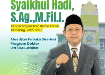 Kepala Kemenag Gresik Ucapkan Selamat kepada Syaikhul Hadi Kabag TU Kemenag Jatim Atas kelulusannya dalam Program Doktor