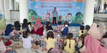 Kadispendik Penuh Semangat Buka Gelaran Lomba Mewarnai dan Story Telling Bahasa Gresikan “Festival Nasi Krawu KWGe”