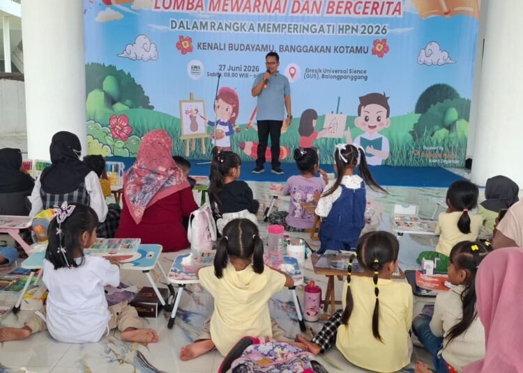 Kadispendik Penuh Semangat Buka Gelaran Lomba Mewarnai dan Story Telling Bahasa Gresikan “Festival Nasi Krawu KWGe”