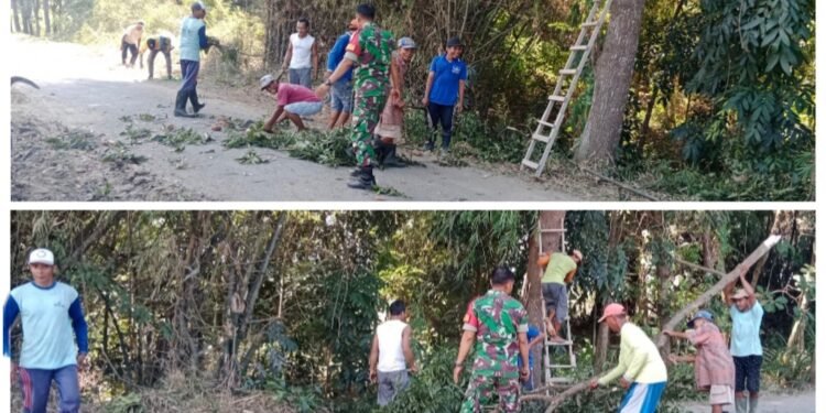Babinsa Wringinanom Bersama Warga Gotong Royong Ciptakan Akses Jalan yang Aman dan Nyaman