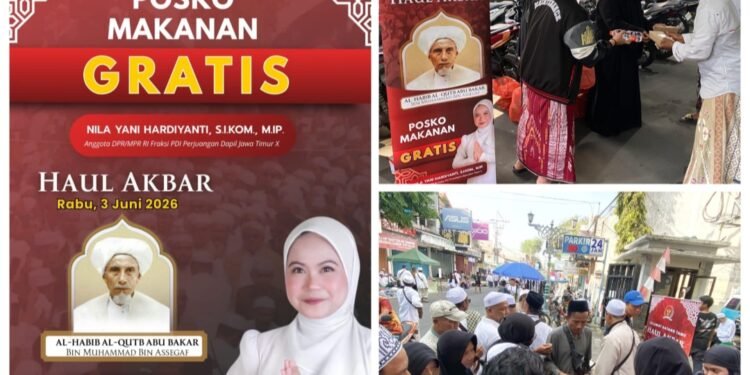 Nila Yani DPR RI Dirikan Posko Makanan Gratis untuk Jamaah Haul Habib Abu Bakar Assegaf di Gresik