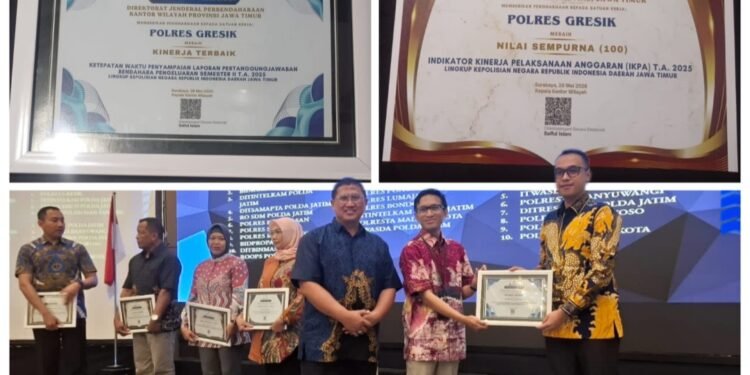 Kelola Keuangan secara Profesional, Polres Gresik Borong Penghargaan Kapolri dan DJPb Kementerian Keuangan Jatim