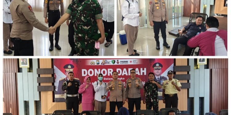 Polres Gresik Bersama Kodim Kompak Gelar Aksi Sosial Donor Darah Sambut HUT Bhayangkara ke-80