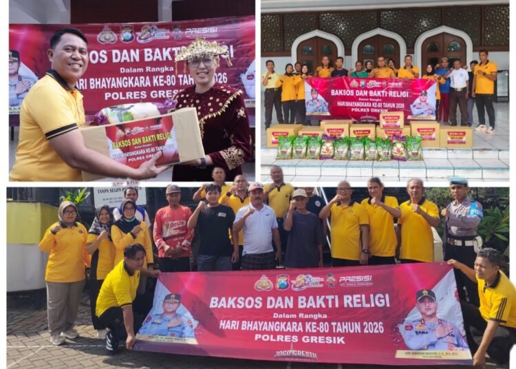 Sambut HUT Bhayangkara ke-80, Polres Gresik Gelar Baksos dan Bakti Religi di Empat Rumah Ibadah