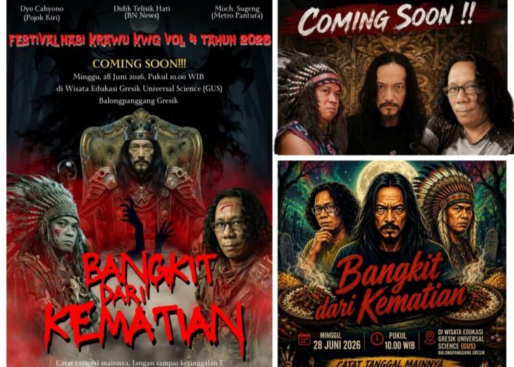 “Bangkit dari Kematian”, Teater KWGe Siap Guncang Panggung Rekor MURI Festival Tumpeng Nasi Krawu