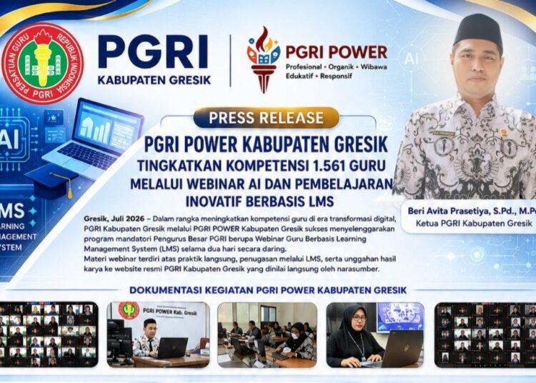PGRI POWER Kabupaten Gresik Tingkatkan Kompetensi 1.561 Guru Melalui Webinar AI dan Pembelajaran Inovatif Berbasis LMS