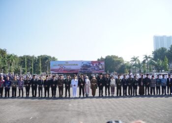 Perkuat Sinergi Antar Lembaga, Bawaslu Gresik Hadiri Upacara Peringatan Hari Bhayangkara ke-80