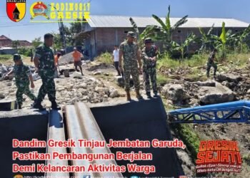 Dandim Gresik Tinjau Jembatan Garuda, Pastikan Pembangunan Berjalan Lancar