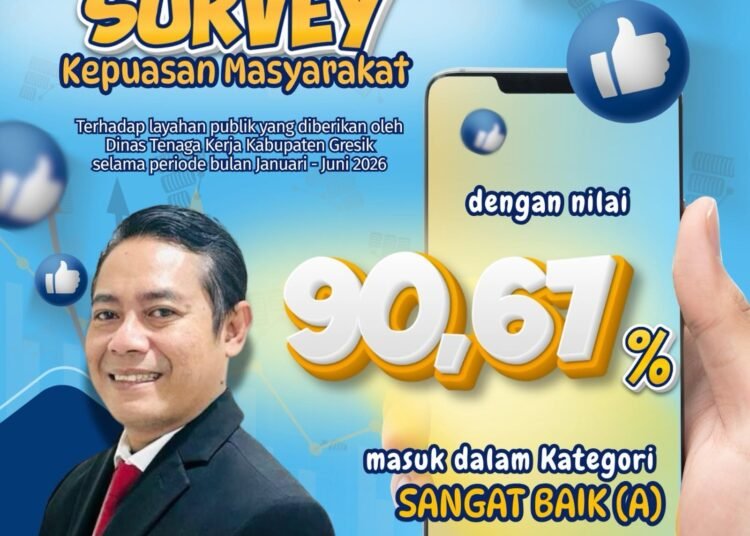 Hasil Survei Kepuasan Masyarakat, Disnaker Gresik Raih Nilai 90,67 Predikat Sangat Baik
