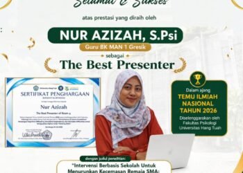 Inilah Nur Azizah, S.Psi, Guru BK MAN 1 Gresik Raih The Best Presenter di Ajang Temu Ilmiah Nasional 2026