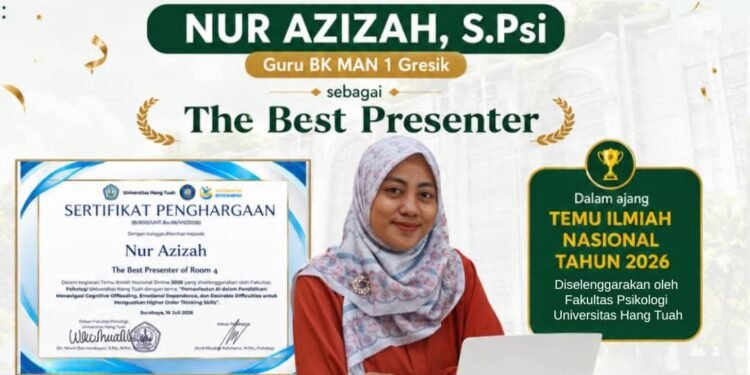 Inilah Nur Azizah, S.Psi, Guru BK MAN 1 Gresik Raih The Best Presenter di Ajang Temu Ilmiah Nasional 2026