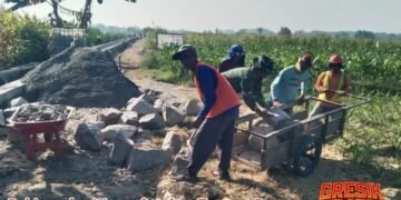 Babinsa Balongpanggang Bersama Warga Satukan Tenaga Bangun Saluran Air untuk Dukung Ketahanan Pertanian