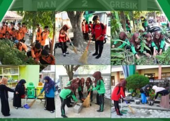 MAN 2 Gresik Istiqomah Gelar Aksi Bersih-bersih Lingkungan Wujudkan Ekosistem Belajar yang Sehat dan Progresif