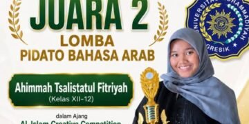 Siswi MAN 1 Gresik Ahimmah Tsalistatul Fitriyah Raih Juara 2 Lomba Pidato Bahasa Arab Tingkat Jawa Timur