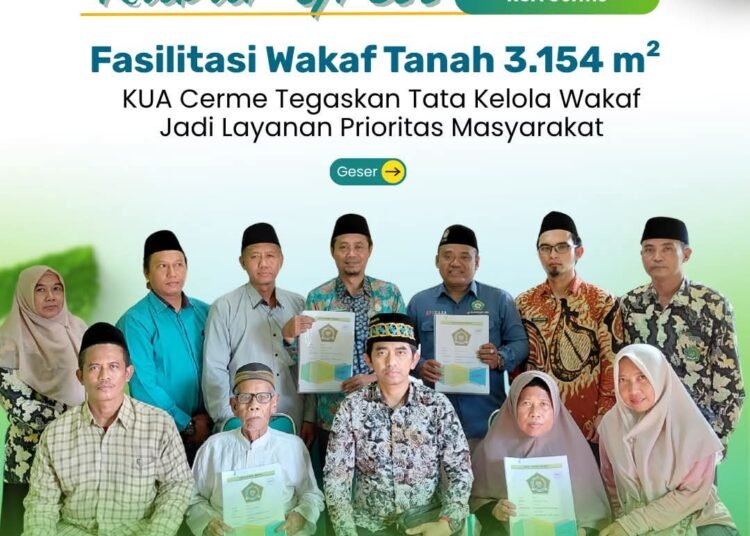 KUA Cerme Kemenag Gresik Fasilitasi Wakaf Tanah untuk Masjid Nurul Muttaqin Desa Gedangkulut