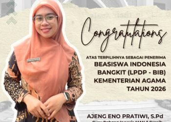 Selamat! Ajeng Eno Pratiwi, S.Pd. Raih Beasiswa Indonesia Bangkit (BIB) LPDP Kemenag 2026 di Tiga Perguruan Tinggi Ternama
