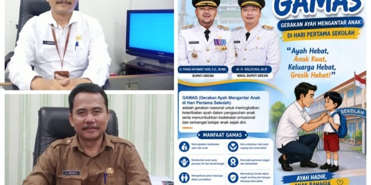 Kadispendik Gresik Ajak Orang Tua Sukseskan “GAMAS” Gerakan Ayah Mengantar Anak di Hari Pertama Sekolah