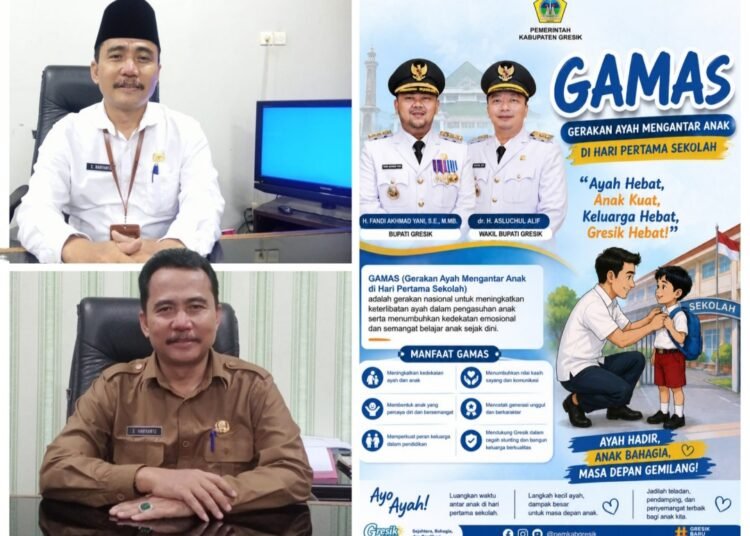 Kadispendik Gresik Ajak Orang Tua Sukseskan “GAMAS” Gerakan Ayah Mengantar Anak di Hari Pertama Sekolah