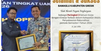 Tertib Administrasi dan Pengelolaan Keuangan, Sekretariat Bawaslu Gresik Raih Peringkat 3 Kinerja Terbaik
