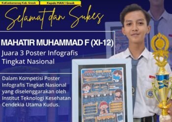 Mahatir Muhammad Siswa MAN 1 Gresik Raih Juara 3 Kompetisi Poster Infografis Tingkat Nasional