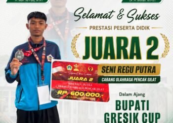 Jooss !! Siswa MAN 1 Gresik Sabet Juara 2 Pencak Silat Seni Regu Putra Bupati Gresik Cup 2026