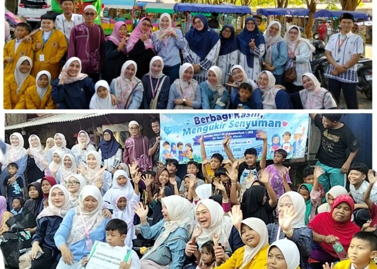 Penuh Haru !! Ikatan Wanita Wali Murid SD Mugeb Berbagi Kasih Bersama Anak Jalanan Terminal Gubernur Suryo Gresik