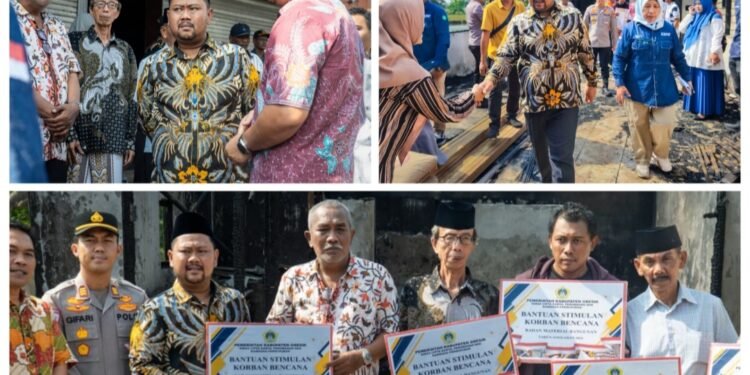 Peduli Bencana !! Bupati dan Wabup Gresik Salurkan Bantuan untuk Korban Kebakaran Sembayat